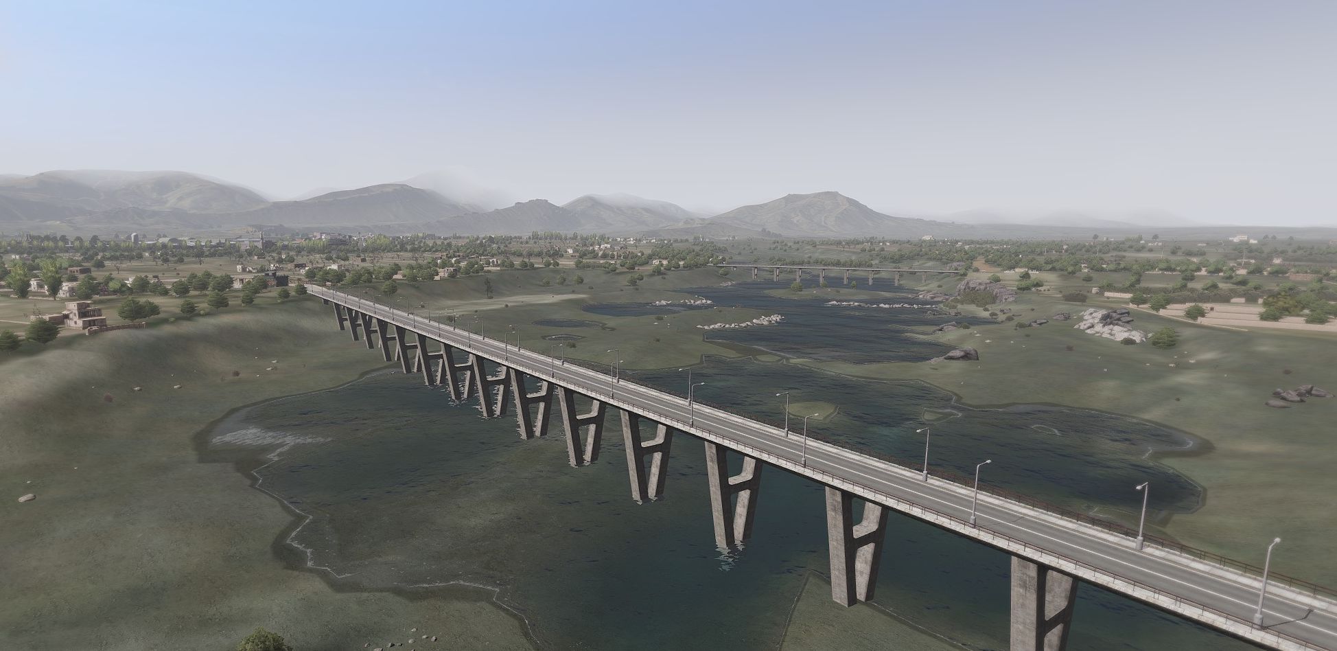 干上がった川と橋